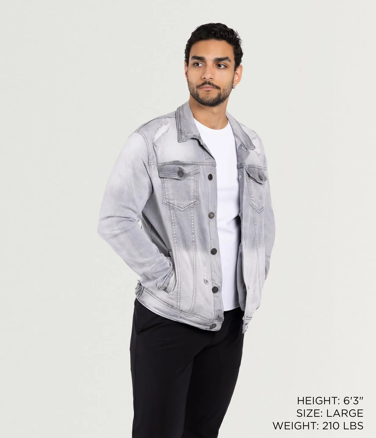 X RAY Mens Denim Jacket, Washed Ripped Distressed Flex Stretch Casual Trucker Biker Jeans Jacket for Men