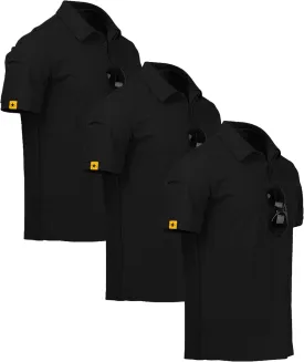 ZITY 3 Pack Mens Polo Shirt Short Sleeve Sports Performance Business Casual Golf Shirts for Men Collared Tactical T-Shirts